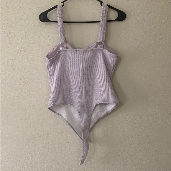 Haute Monde Lavender Textured Bodysuit with V-Notch - Picture 8 of 13